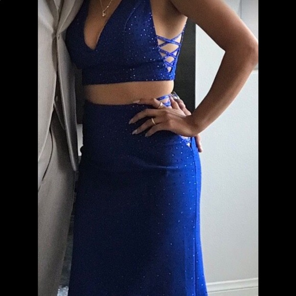 Royal Blue Sherri Hill Prom Dress - Picture 2 of 3